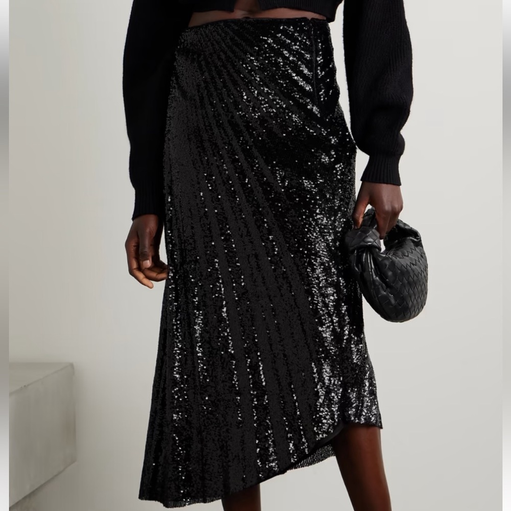 A.L.C. Tori Sequin Pleated Asymmetrical Skirt